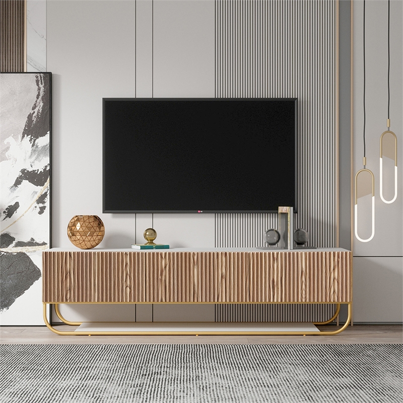 WPFurniture Glam Tv Stand in White & Natural