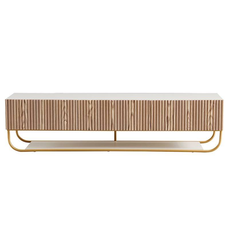 WPFurniture Glam Tv Stand in White & Natural