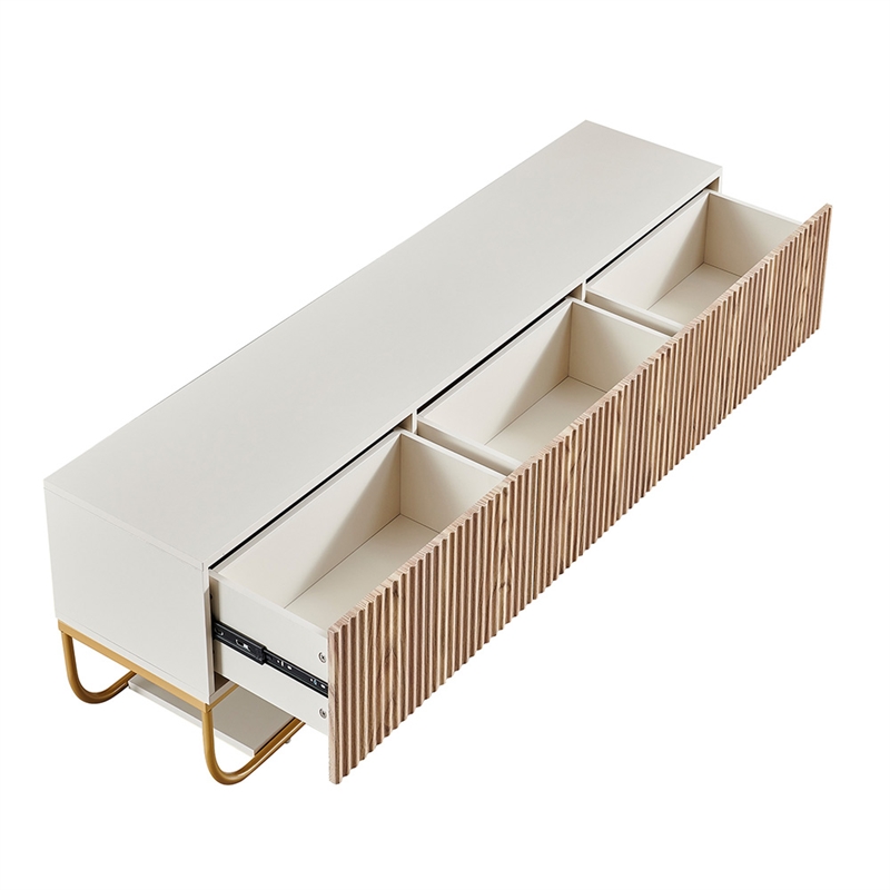 WPFurniture Glam Tv Stand in White & Natural