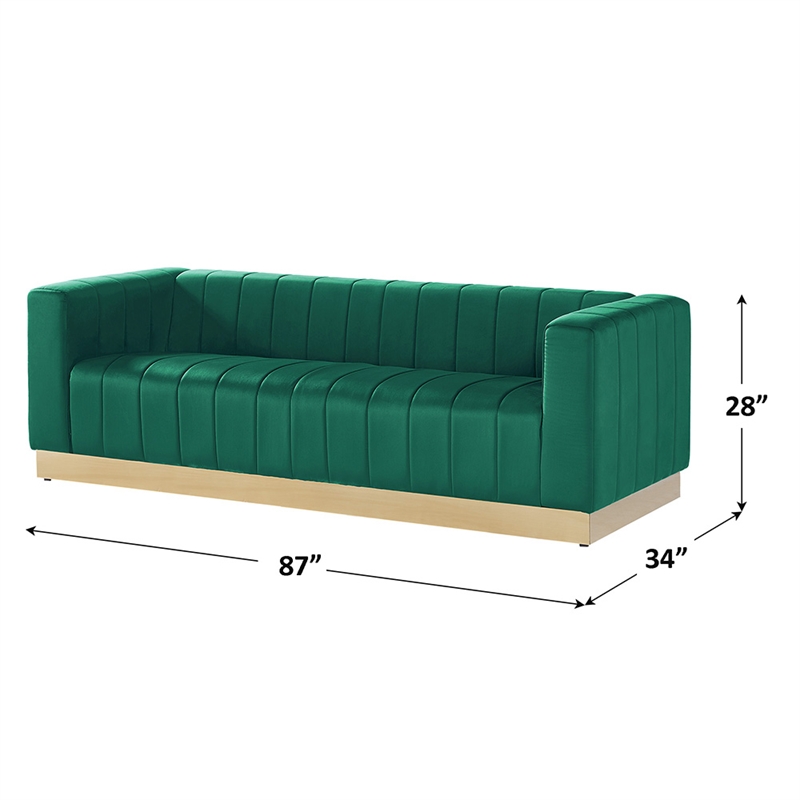 Foxy Velvet Sofa in Green