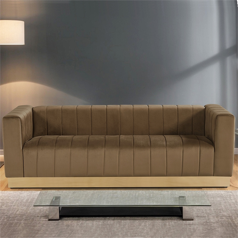 Foxy Velvet Sofa in Dark Brown