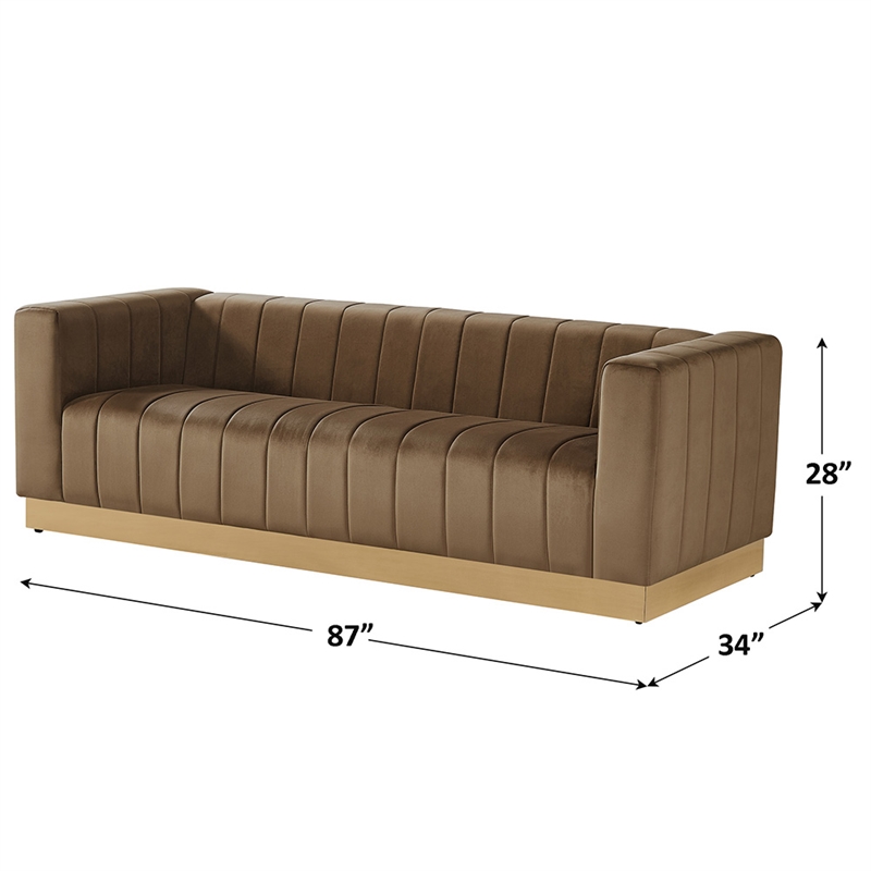 Foxy Velvet Sofa in Dark Brown