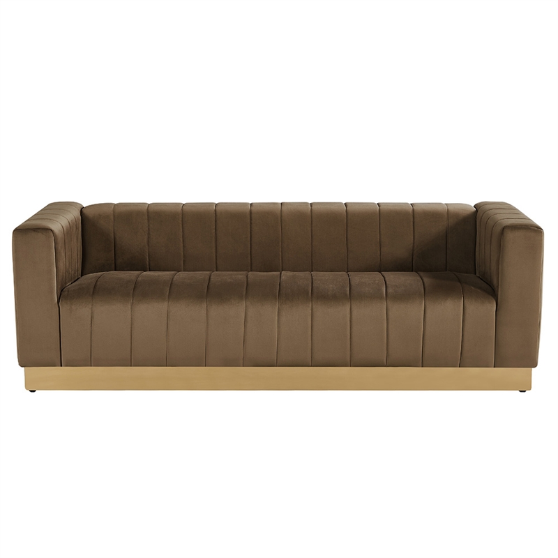 Foxy Velvet Sofa in Dark Brown