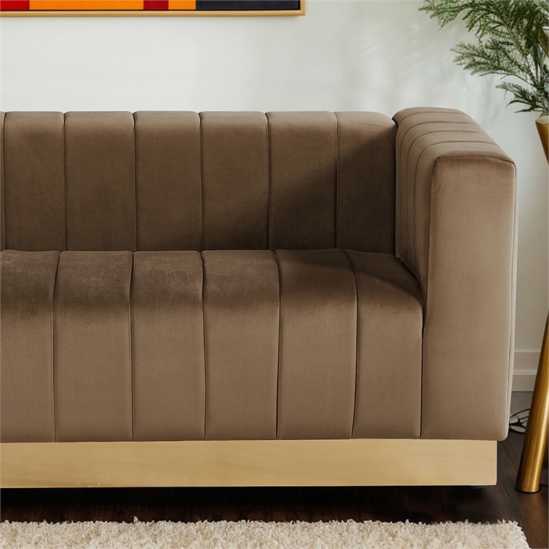 Foxy Velvet Sofa in Dark Brown