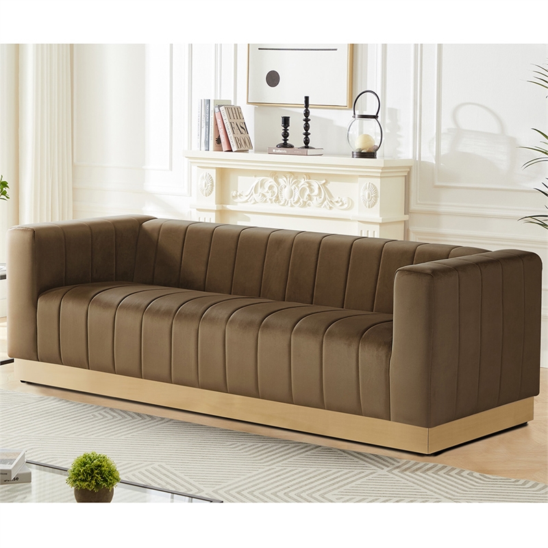 Foxy Velvet Sofa in Dark Brown