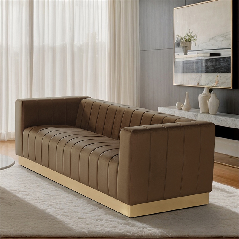 Foxy Velvet Sofa in Dark Brown