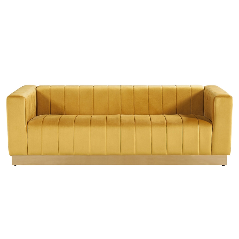 Foxy Velvet Sofa in Mustard Yellow