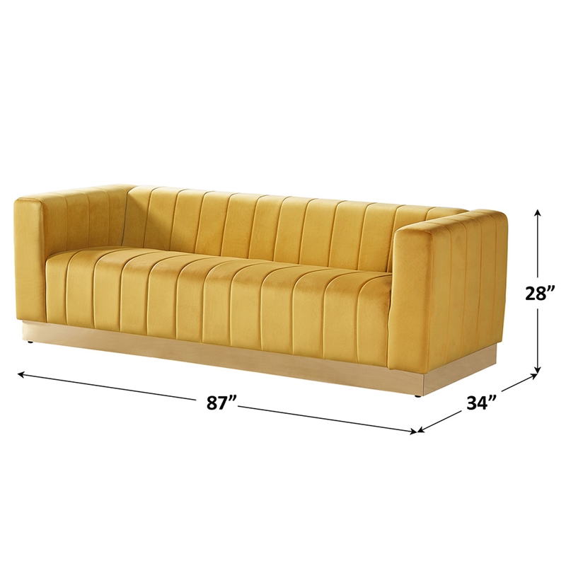 Foxy Velvet Sofa in Mustard Yellow