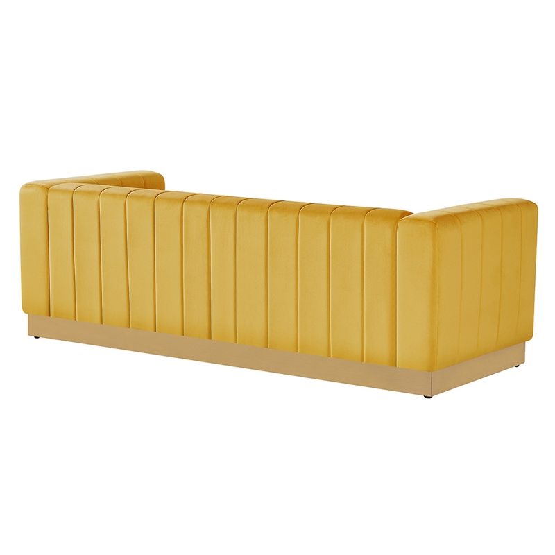 Foxy Velvet Sofa in Mustard Yellow