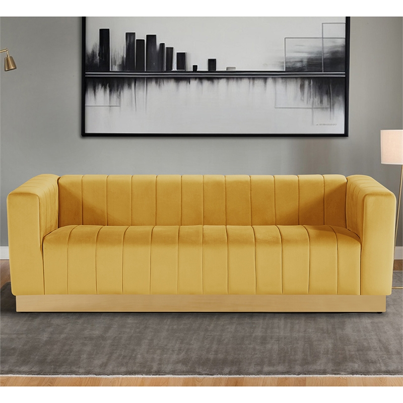 Foxy Velvet Sofa in Mustard Yellow