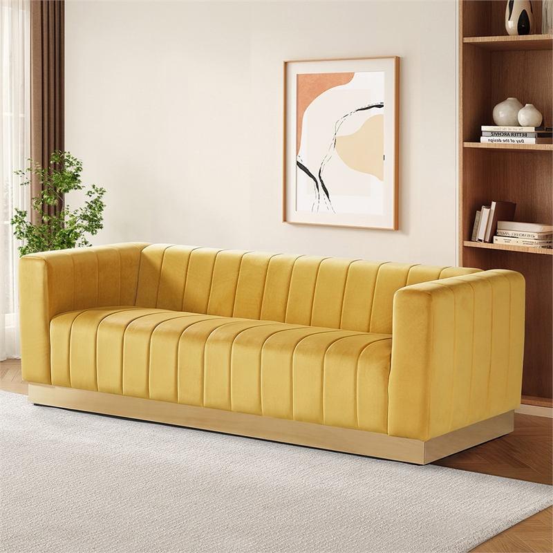 Foxy Velvet Sofa in Mustard Yellow