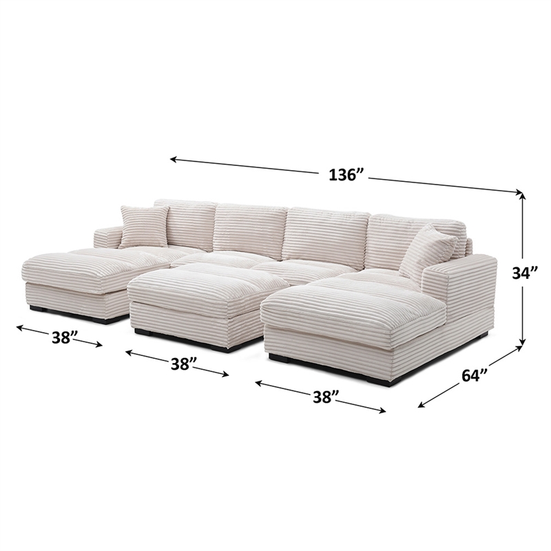 Scarlet Velvet Corduroy Sofa in Cream