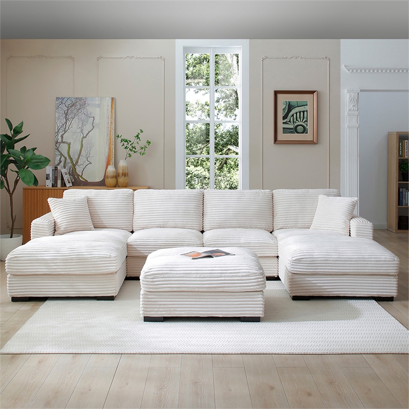 Scarlet Velvet Corduroy Sofa in Cream