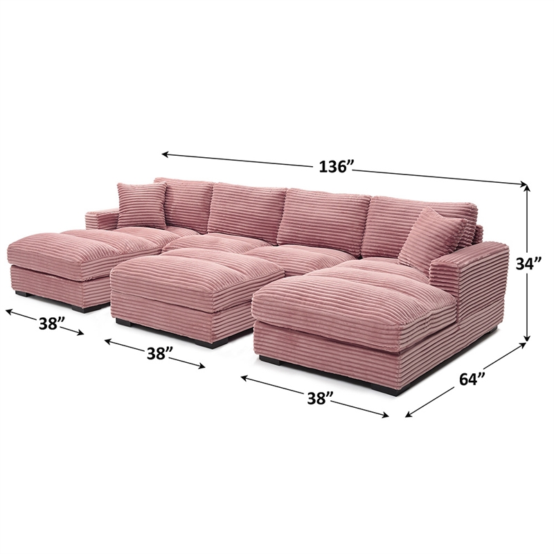 Scarlet Velvet Corduroy Sofa in Pink