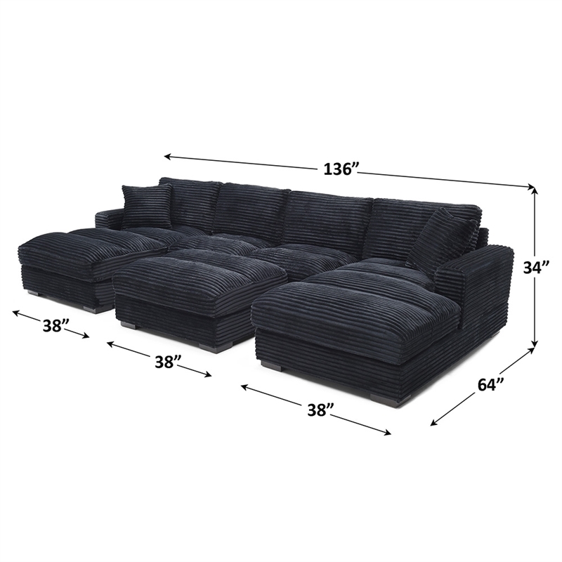 Scarlet Velvet Corduroy Sofa in Black