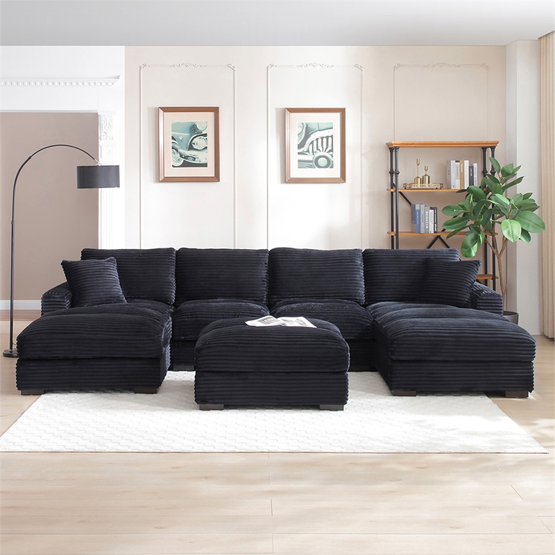 Scarlet Velvet Corduroy Sofa in Black