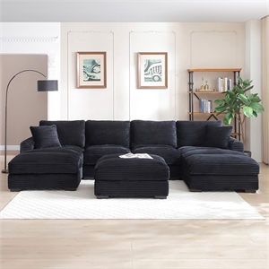 Scarlet Velvet Corduroy Sofa in Black