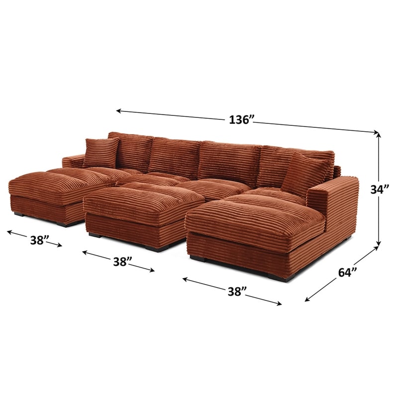 Scarlet Velvet Corduroy Sofa in Brown