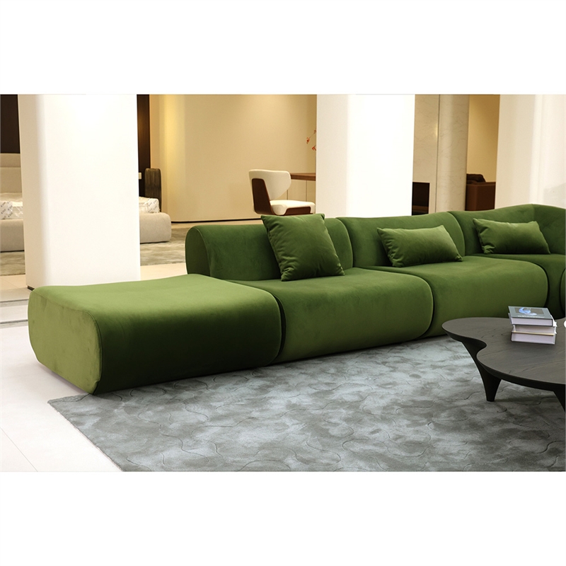 Vivienne L-Shape Velvet Sectional Sofa in Green