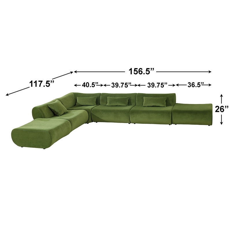 Vivienne L-Shape Velvet Sectional Sofa in Green