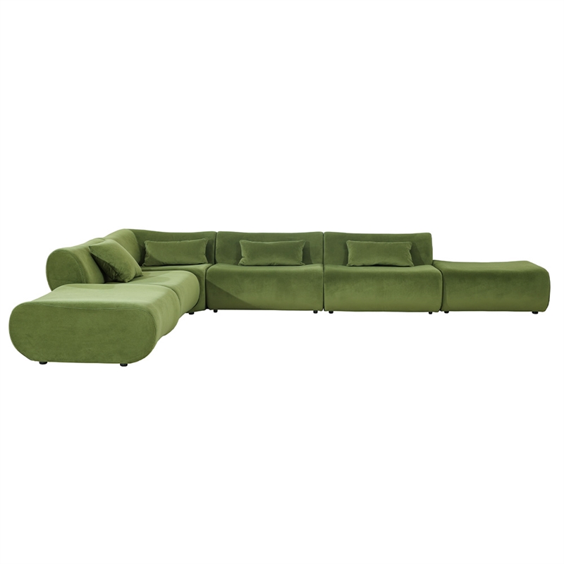 Vivienne L-Shape Velvet Sectional Sofa in Green