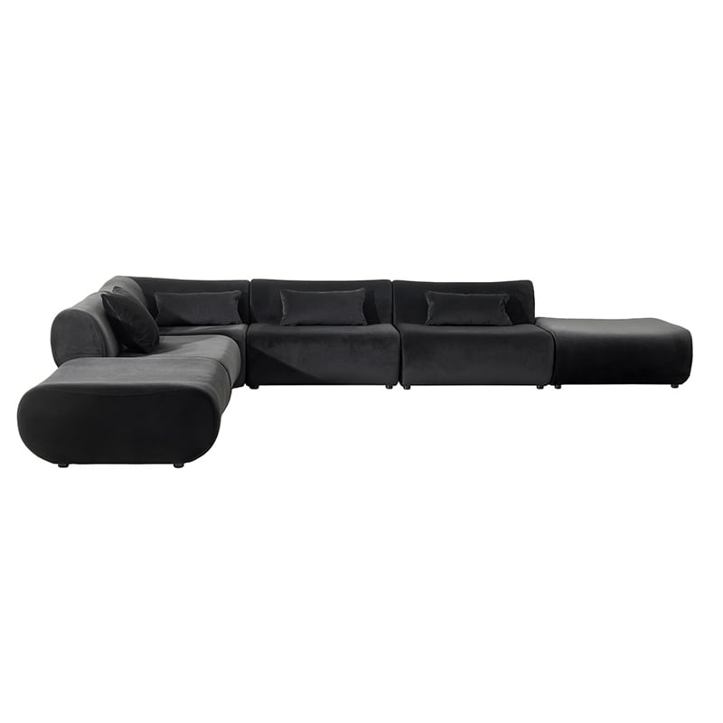 Vivienne L-Shape Velvet Sectional Sofa in Black