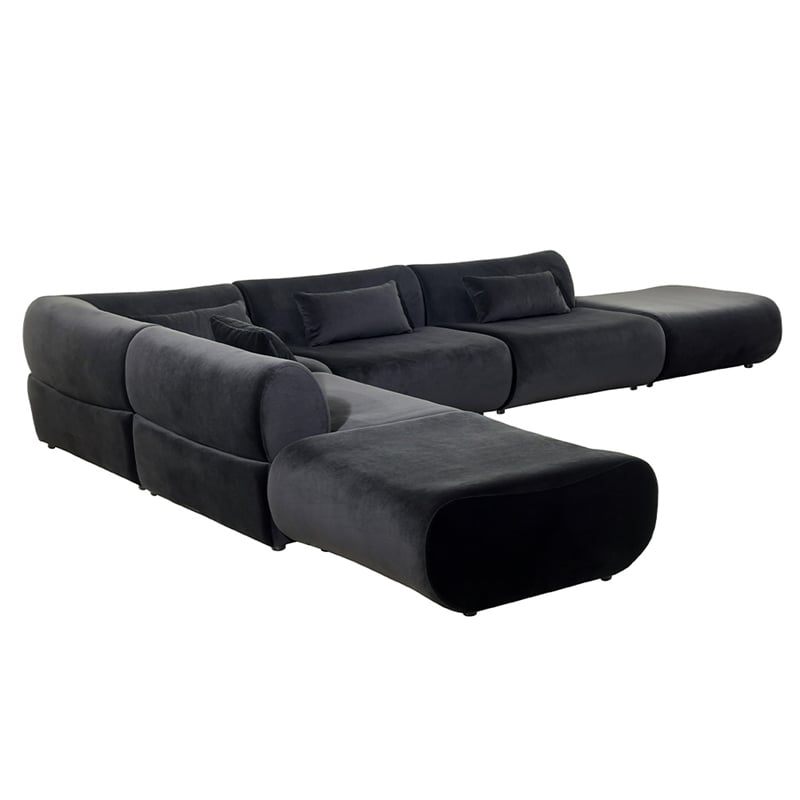 Vivienne L-Shape Velvet Sectional Sofa in Black