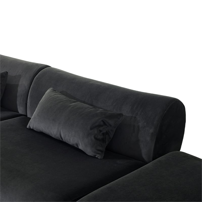 Vivienne L-Shape Velvet Sectional Sofa in Black