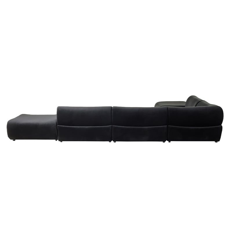 Vivienne L-Shape Velvet Sectional Sofa in Black
