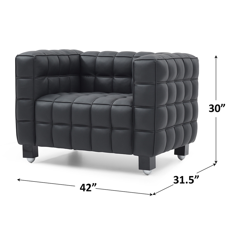 Emma Luxurious Faux Leather Armchair in Black