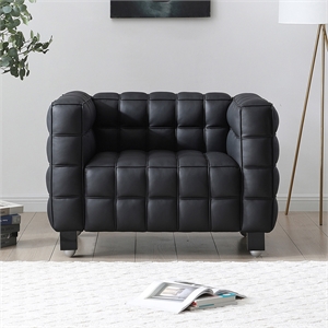 Emma Luxurious Faux Leather Armchair in Black