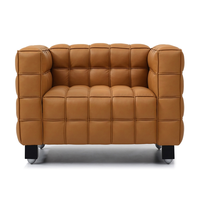 Emma Luxurious Faux Leather Armchair in Brown