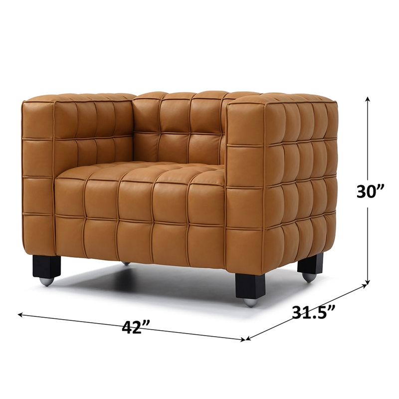 Emma Luxurious Faux Leather Armchair in Brown