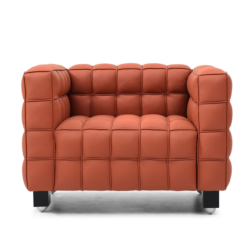 Emma Luxurious Faux Leather Armchair in Cognac