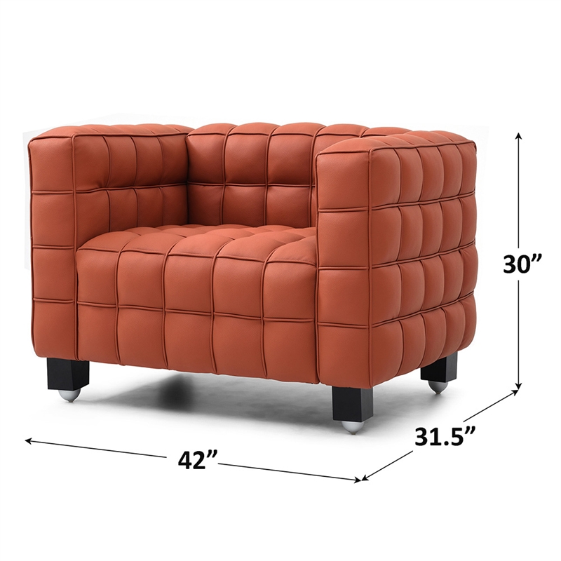 Emma Luxurious Faux Leather Armchair in Cognac