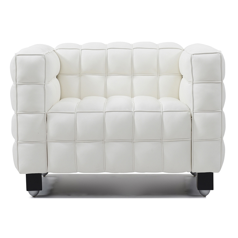 Emma Luxurious Faux Leather Armchair in Cream