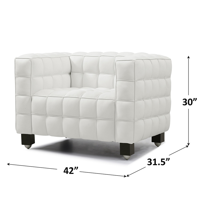 Emma Luxurious Faux Leather Armchair in Cream