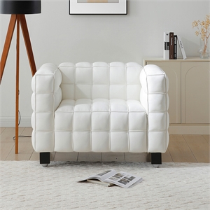 Emma Luxurious Faux Leather Armchair in Cream