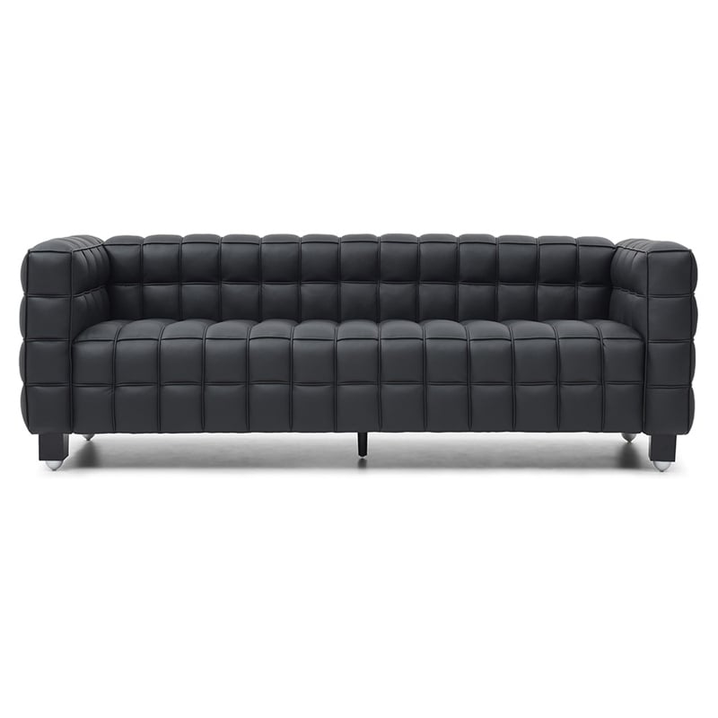 Emma Luxurious Faux Leather Sofa in Black