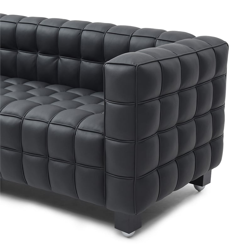 Emma Luxurious Faux Leather Sofa in Black