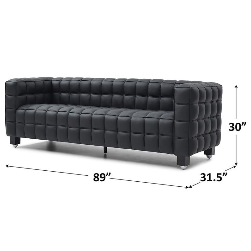Emma Luxurious Faux Leather Sofa in Black