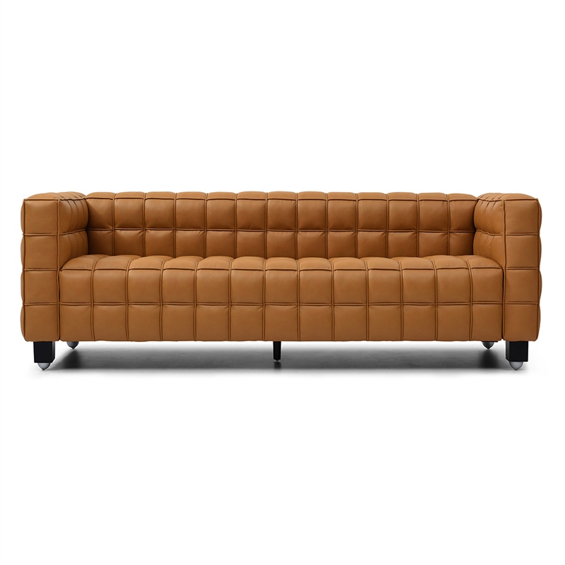 Emma Luxurious Faux Leather Sofa in Brown