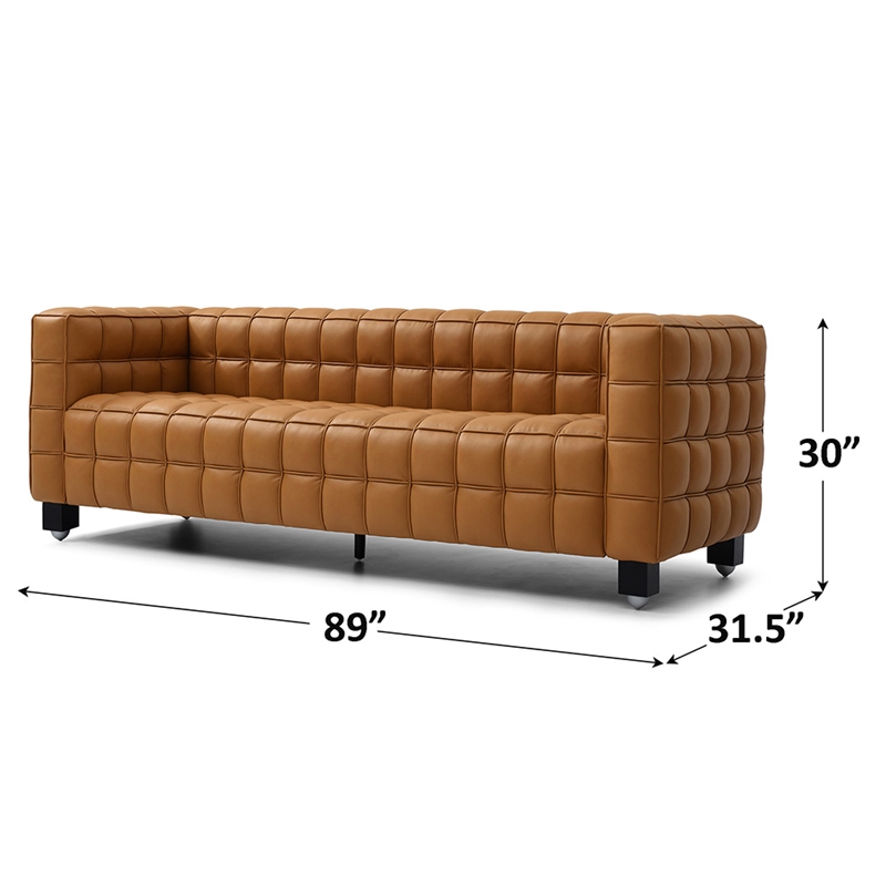 Emma Luxurious Faux Leather Sofa in Brown