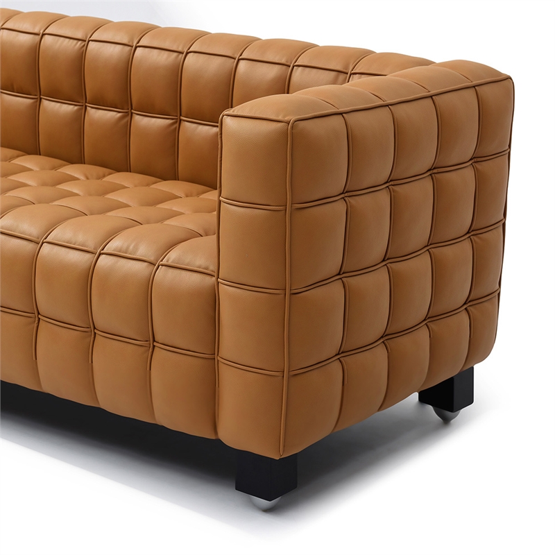 Emma Luxurious Faux Leather Sofa in Brown