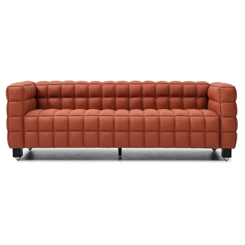 Emma Luxurious Faux Leather Sofa in Cognac