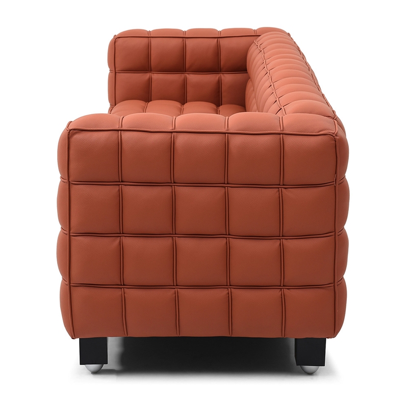Emma Luxurious Faux Leather Sofa in Cognac