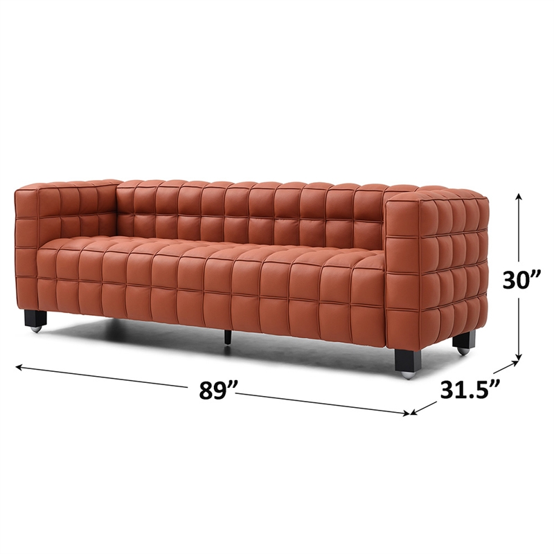Emma Luxurious Faux Leather Sofa in Cognac