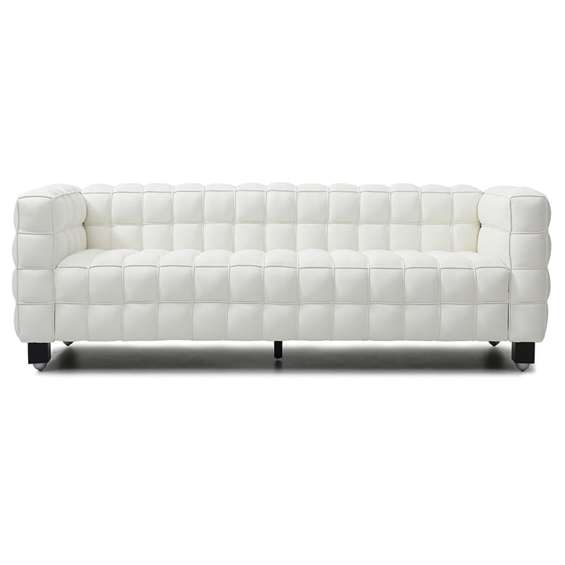 Emma Luxurious Faux Leather Sofa in Cream