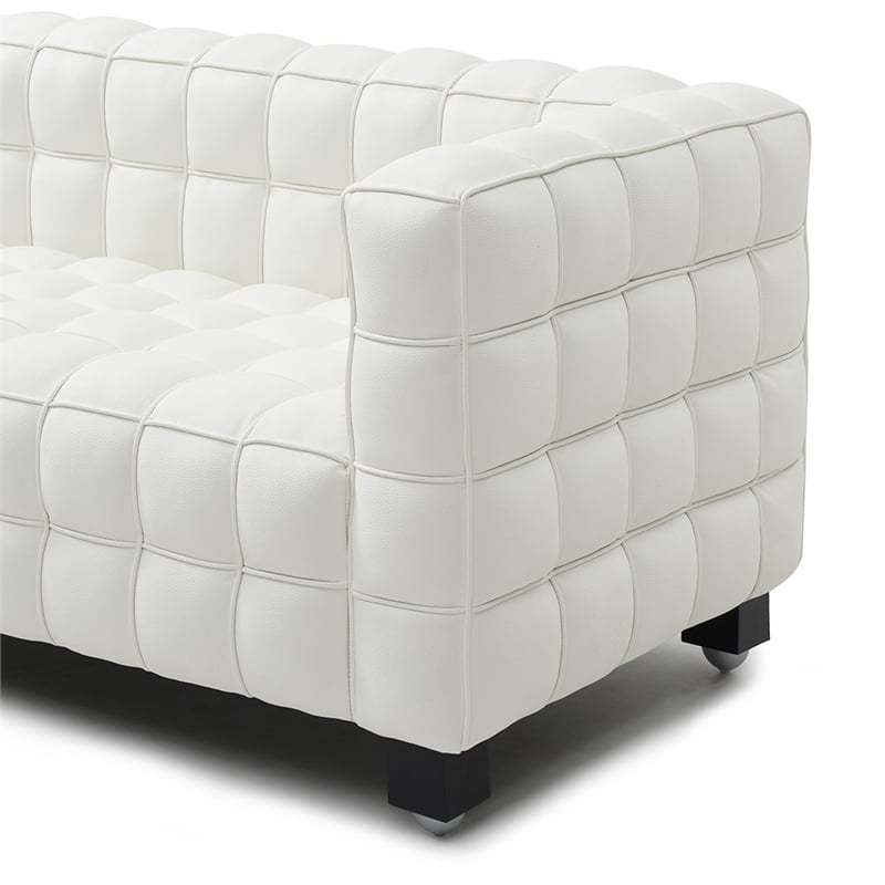 Emma Luxurious Faux Leather Sofa in Cream
