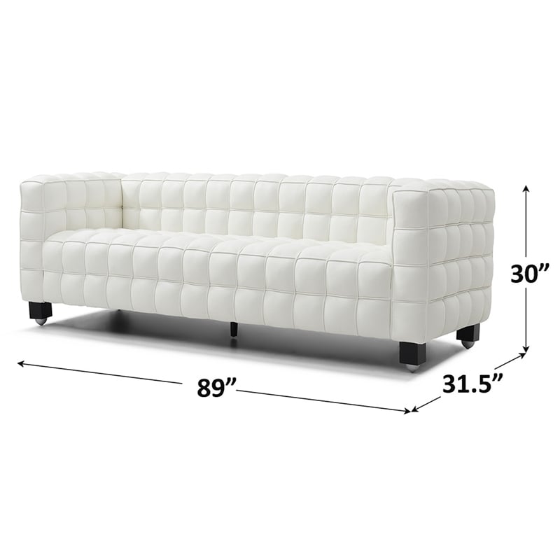 Emma Luxurious Faux Leather Sofa in Cream
